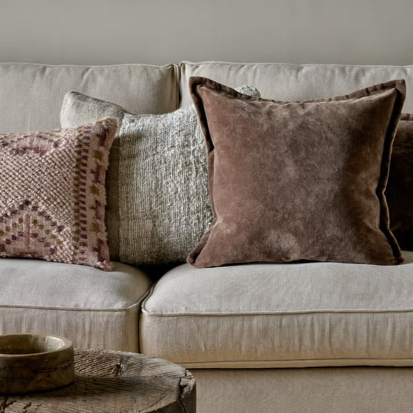 Choc Velvet & Linen Cushion