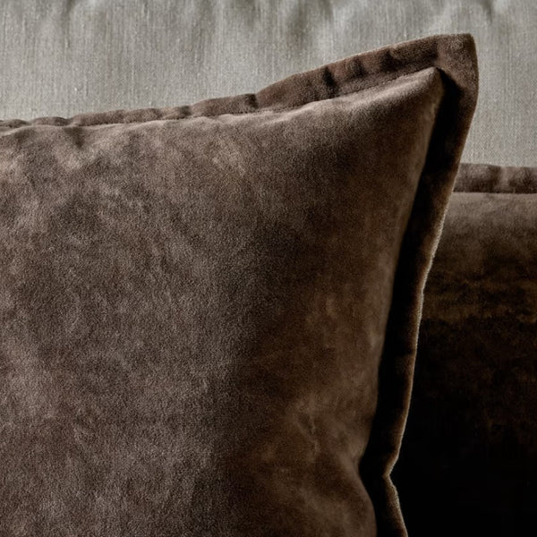 Choc Velvet & Linen Cushion