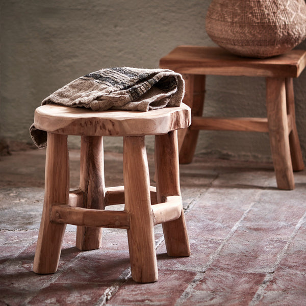 Rustic Handmade Teak Stool