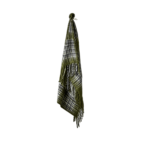 Green Black & White Check Throw