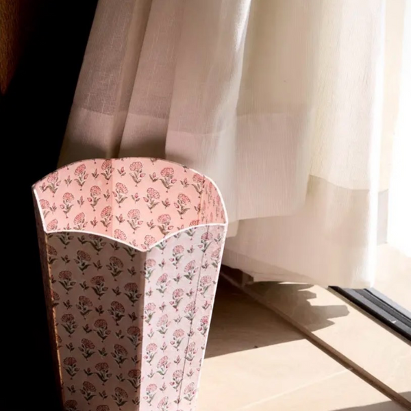 Ditsy Floral Hand Block Printed Paper Bin