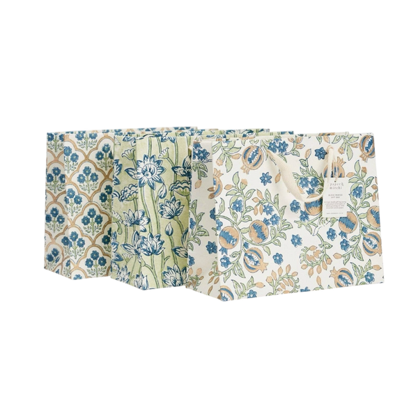 Small Indigo Block Hand Printed Bag