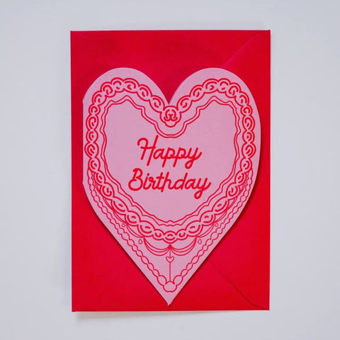 Happy Birthday Cake Heart Card