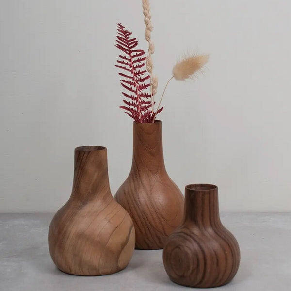Small Walnut Wood Bulb Vase