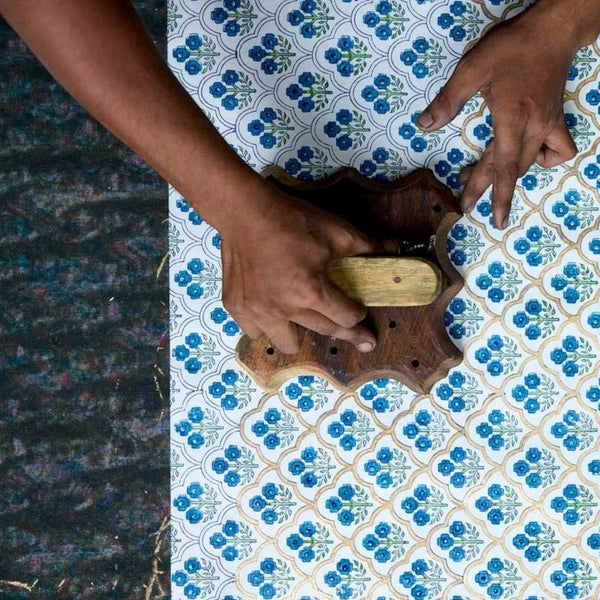 Trellis Indigo Block Printed Greeting Card