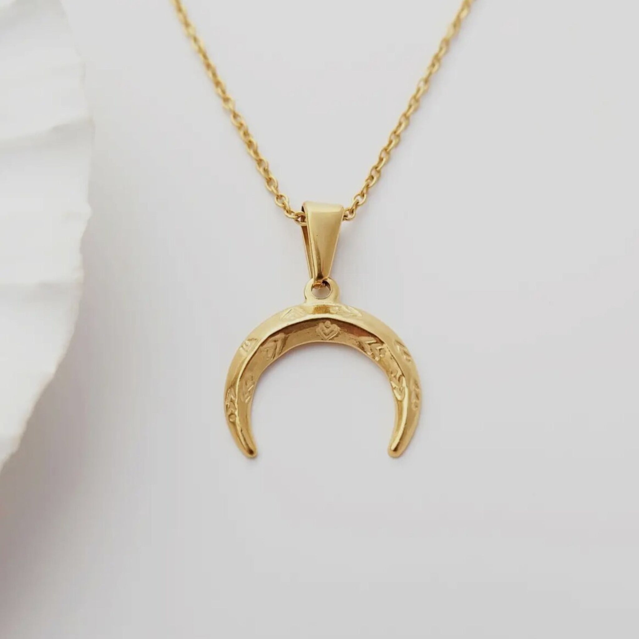 Gold Plated Crescent Symbol Moon Pendant