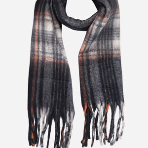 Black & Orange Traditional Check Cosy Scarf