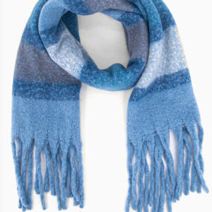 Blue Stripe Colour Block Cosy Scarf