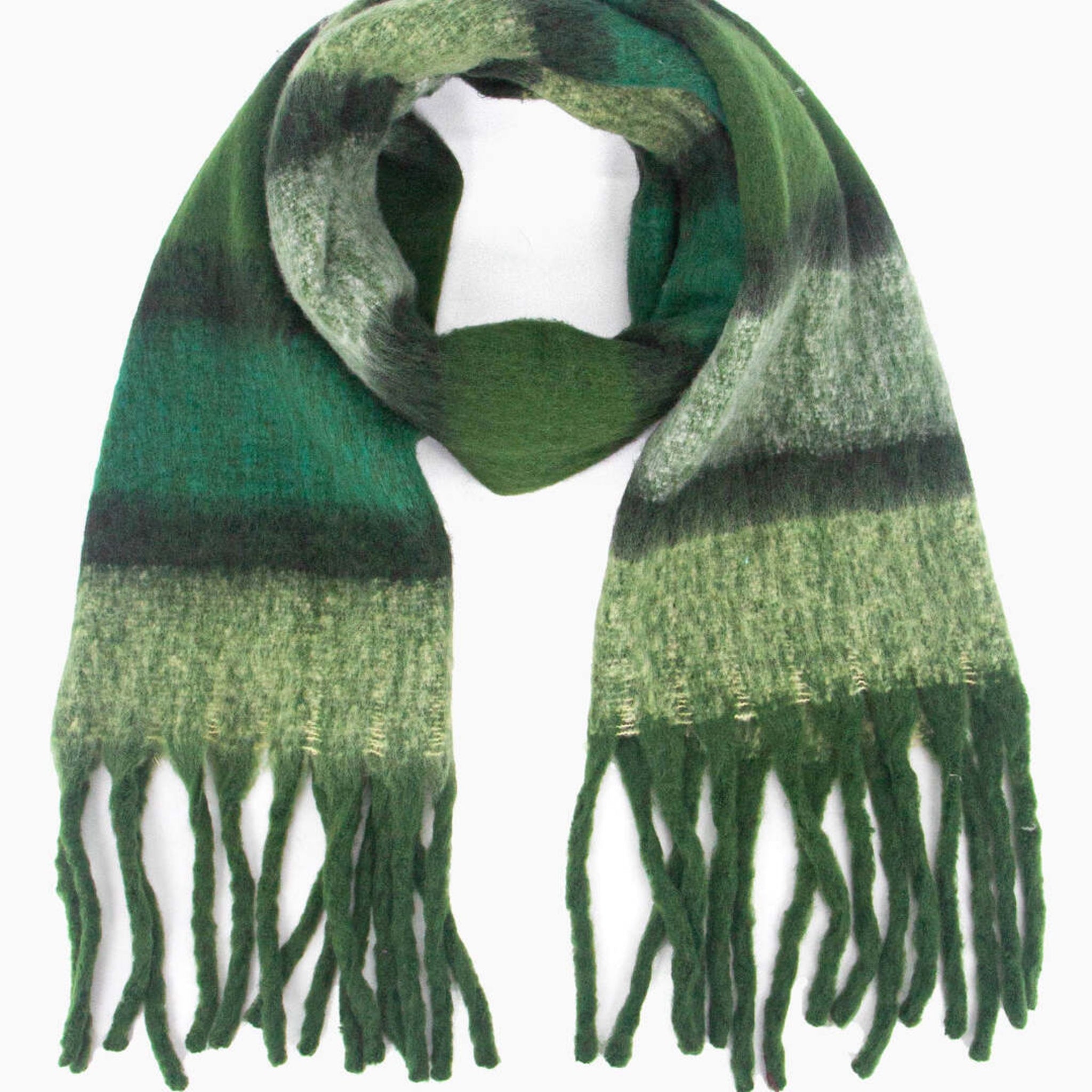 Green Stripe Colour Block Cosy Scarf