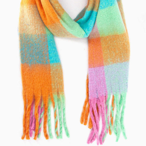 Mint Multi Colour Block Square Heavyweight Scarf