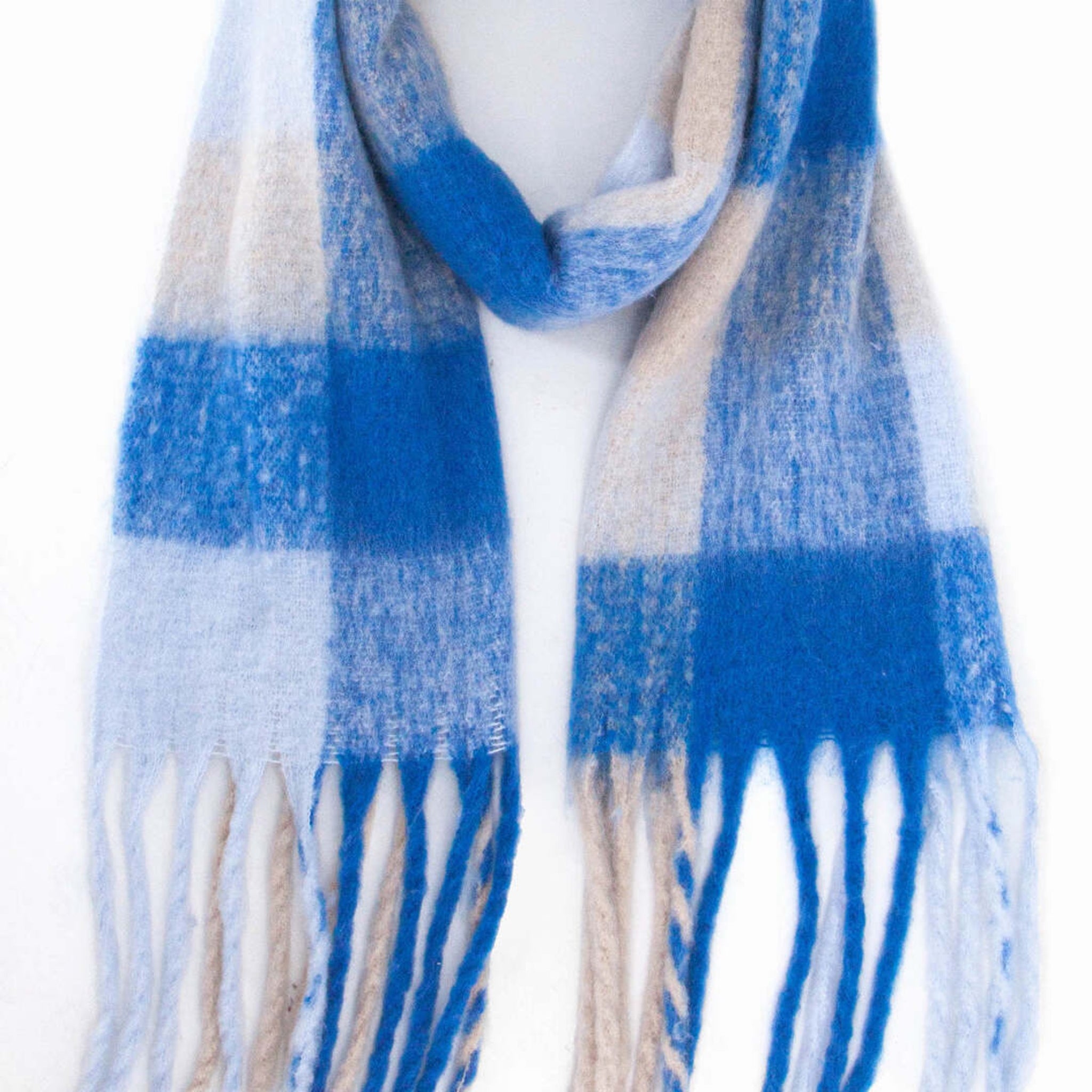 Royal Blue Block Square Heavyweight Scarf