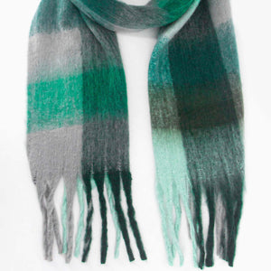 Teal Multi Colour Block Square Heavyweight Scarf