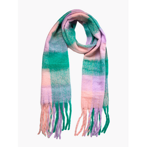 Green Lilac Colour Block Square Heavyweight Scarf