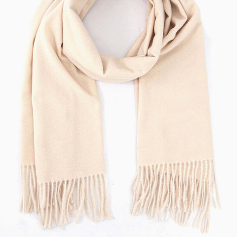 Cream Plain Cosy Tassel Scarf