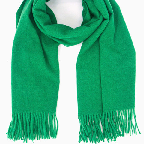 Green Plain Cosy Tassel Scarf