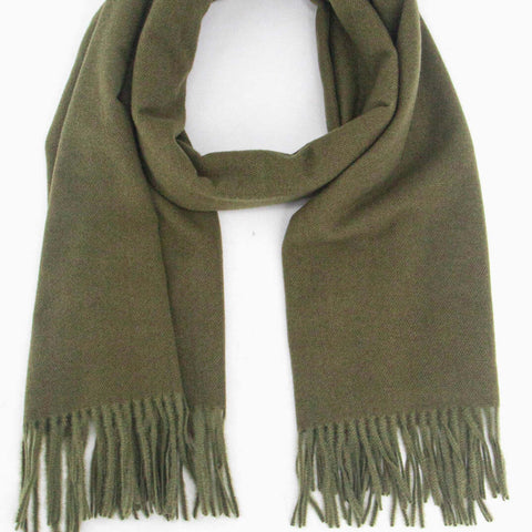 Khaki Plain Cosy Tassel Scarf