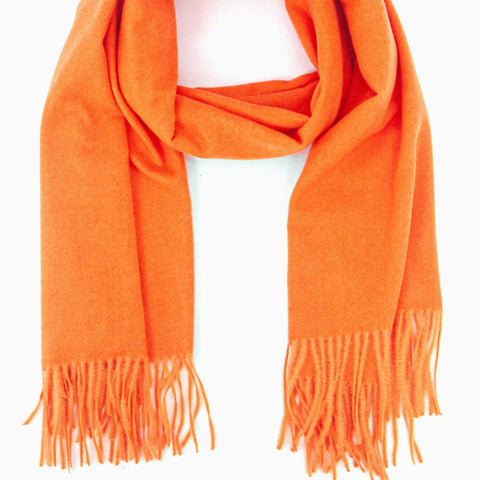 Orange Plain Cosy Tassel Scarf