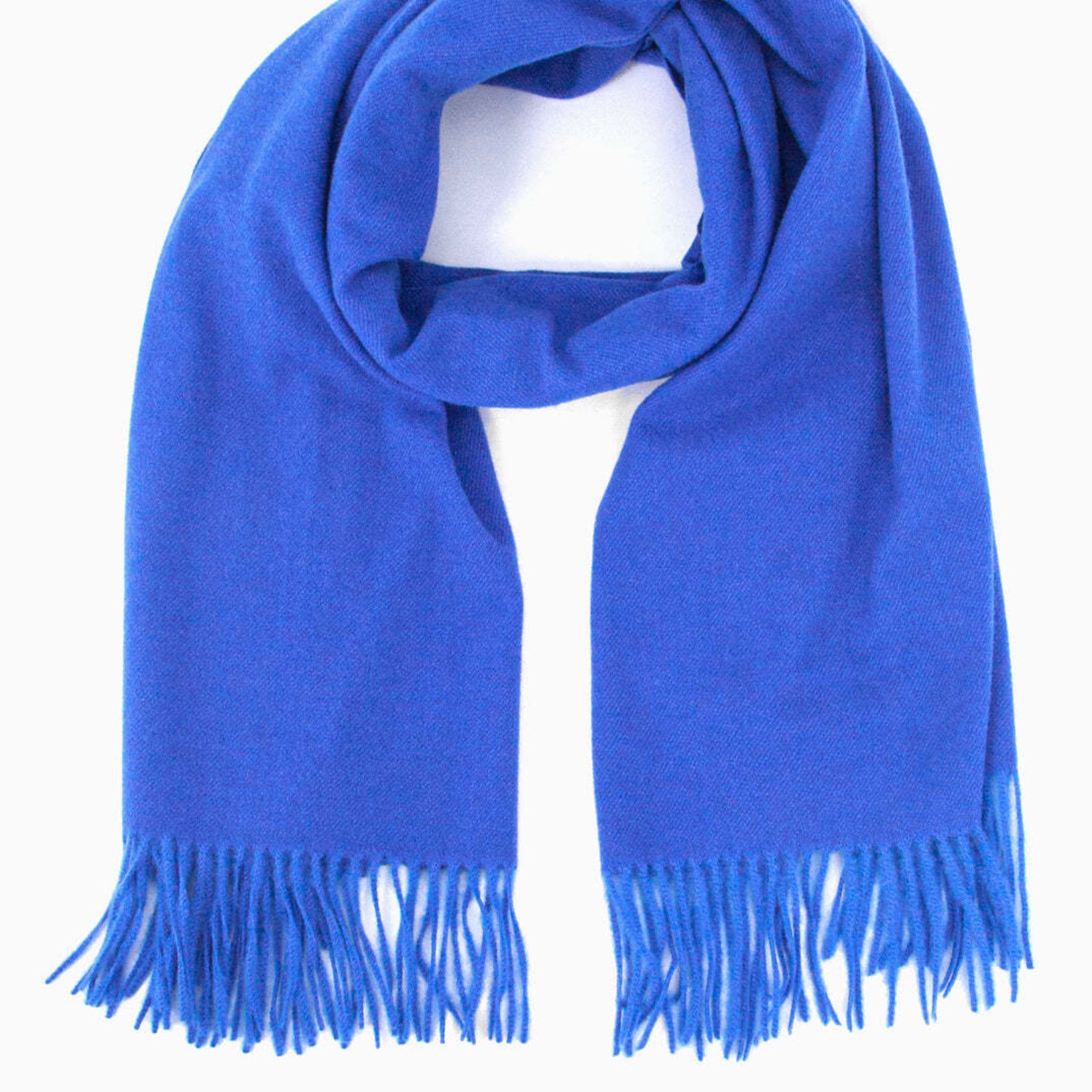 Royal Blue Plain Cosy Tassel Scarf