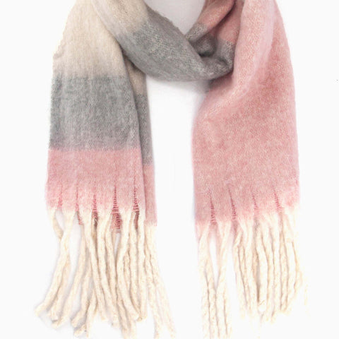 Dusty Pink & Grey Colour Block Cosy Scarf