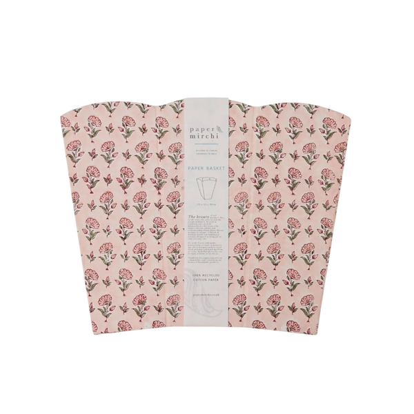 Ditsy Floral Hand Block Printed Paper Bin