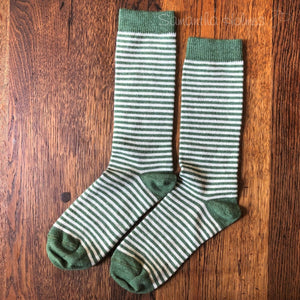 Size 4-7 Green Stripe Alpaca Socks