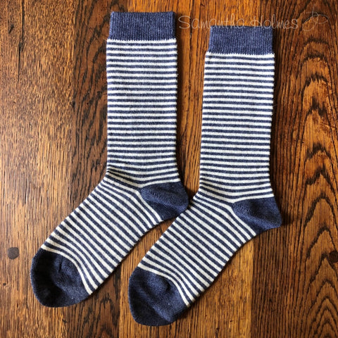 Size 4-7 Blue Stripe Alpaca Socks