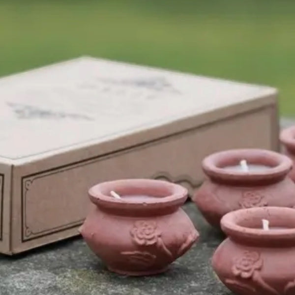 Set Of 6  Handmade Lavender Beeswax Candles