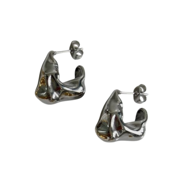 Silver Crumpled Paper Hoop Earrings