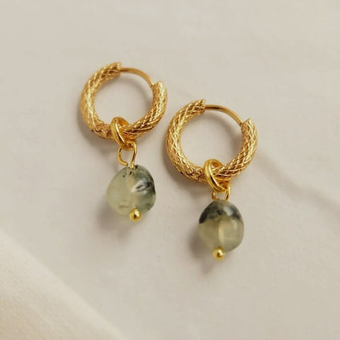 Prehnite Snakeskin Hoop Earrings