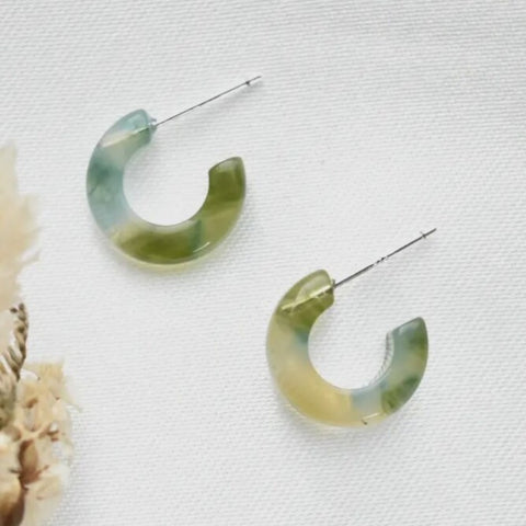 Small Resin Dew Drop Hoop Earrings