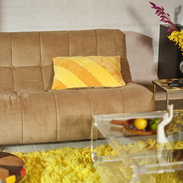 HKliving Mustard Stripe Velvet Cushion