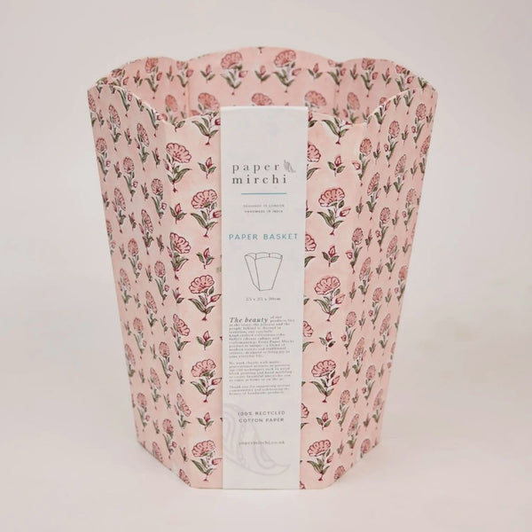 Ditsy Floral Hand Block Printed Paper Bin