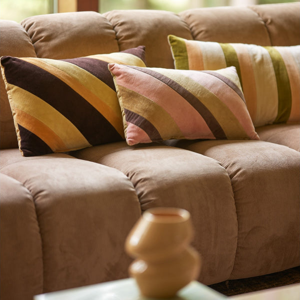 HKliving Mustard & Blush Stripe Cushion