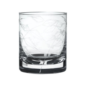 Pair Of Crystal Whisky Glasses With Fern Design