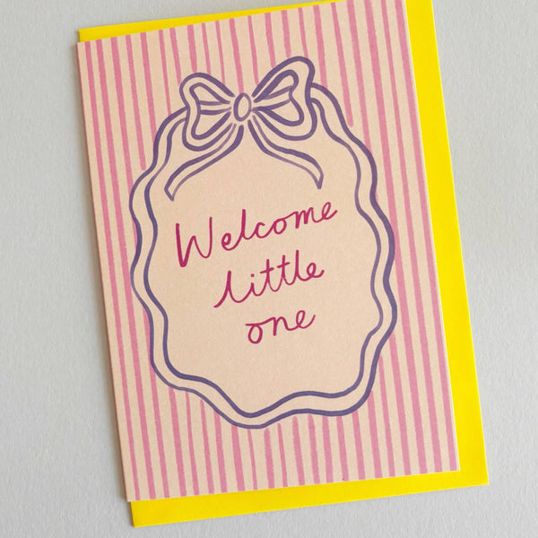 Welcome Little One Regency Bow Border Card