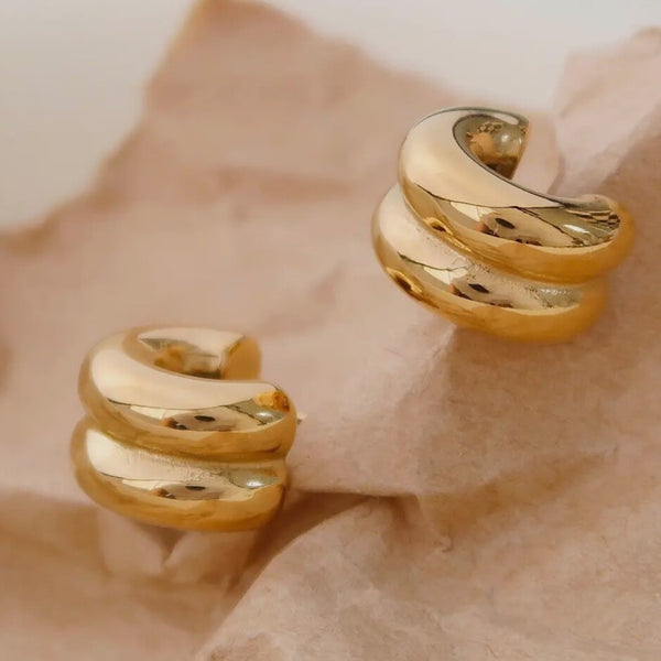 18k Gold Plated Double Hoop Earrings