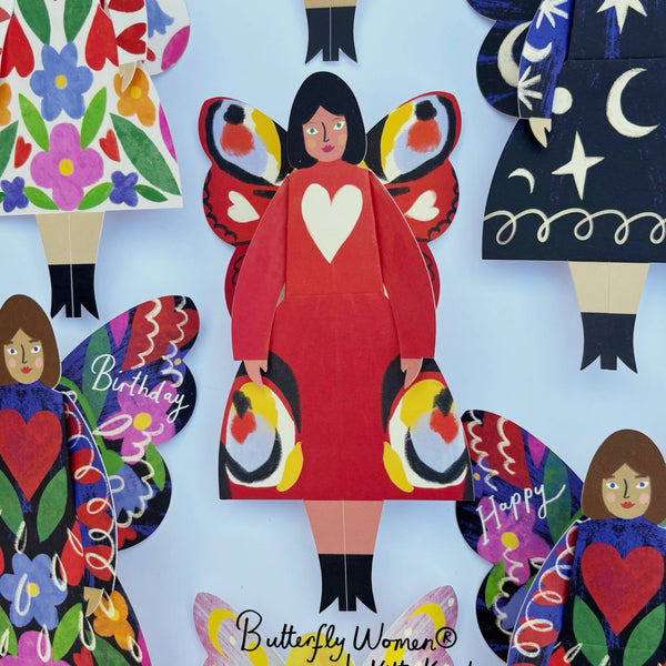 Peacock Butterfly Woman Sitting Greeting Card