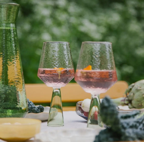 S/2 Wine Glasses Green Base