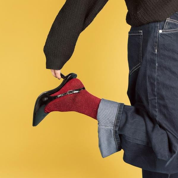 Cherry Glitter Lyocell Lurex Socks