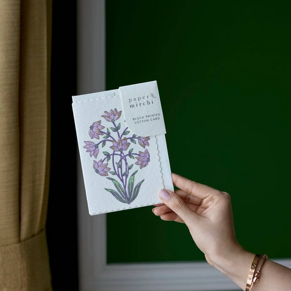 Champaca Lilac Block Printed Greeting Card
