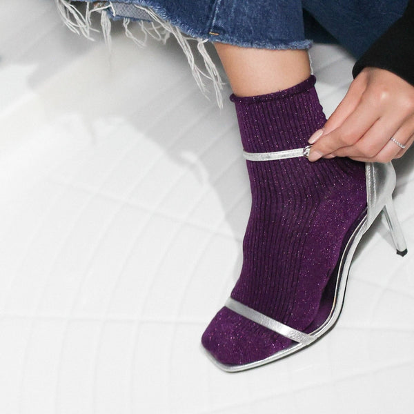 Purple Glitter Lyocell Lurex Socks