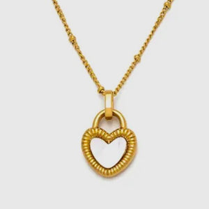 MOP Heart Padlock Pendant Necklace