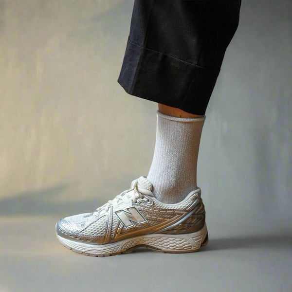 White Glitter Lyocell Lurex Socks