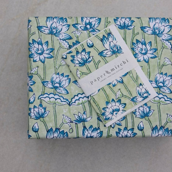 Lotus Indigo Block Printed Greeting Card