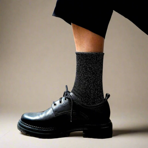 Black Glitter Lyocell Lurex Socks
