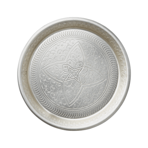 Silver Metal Circular Candle Tray