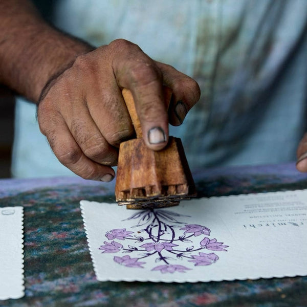 Champaca Lilac Block Printed Greeting Card