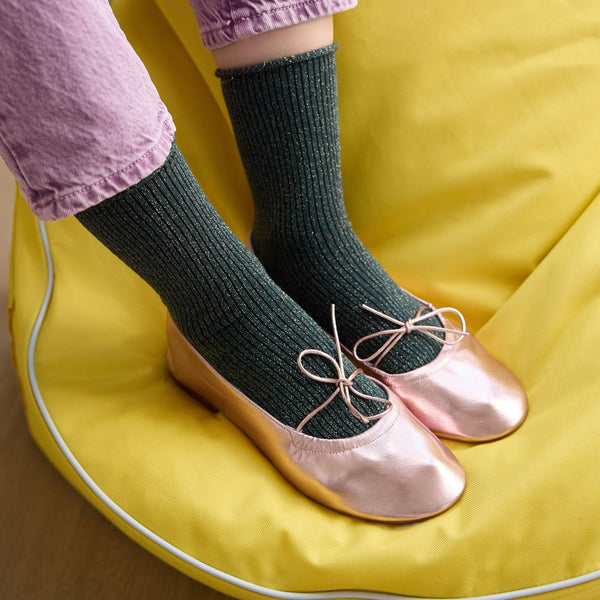 Green Glitter Lyocell Lurex Socks