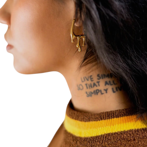 Drip Drop Hoop Earrings - 18K Gold Plated