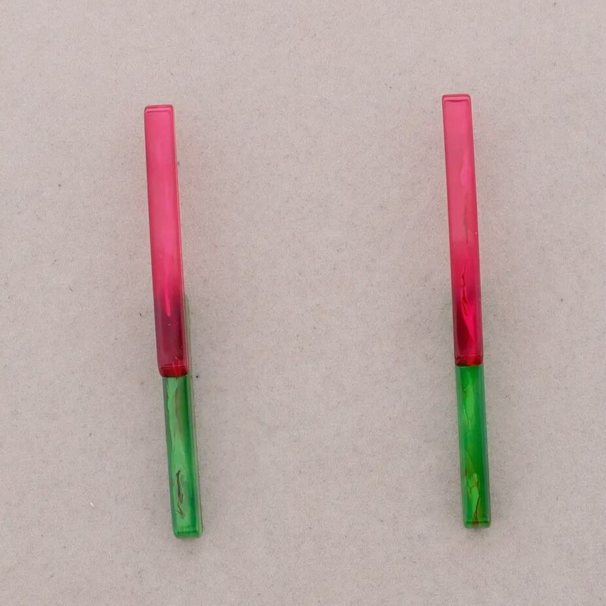 Fuscia & Green Bright Matchstick Drop Earrings